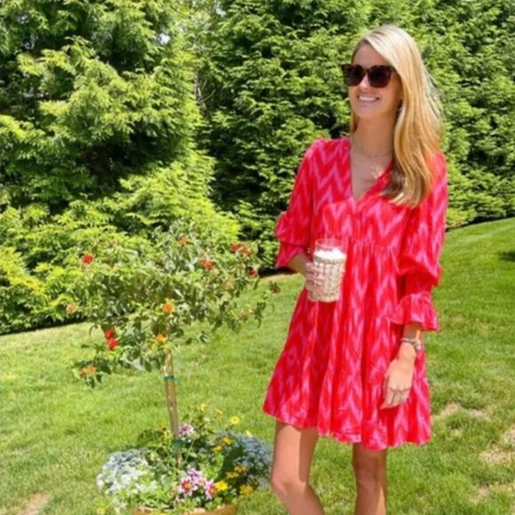 Tuckernuck Pomander Place Ikat Kenzo Dress Hot Pink XS - Picture 4 of 13